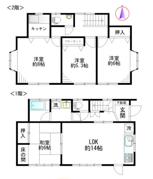 熊谷市妻沼　中古住宅の間取り