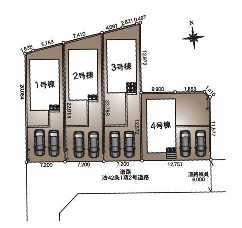 結城市結城　第43（Ⅱ期）4号棟の区画図
