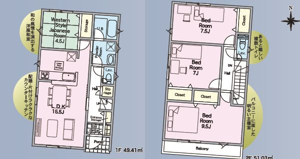 結城市結城　第43（Ⅱ期）2号棟の間取り
