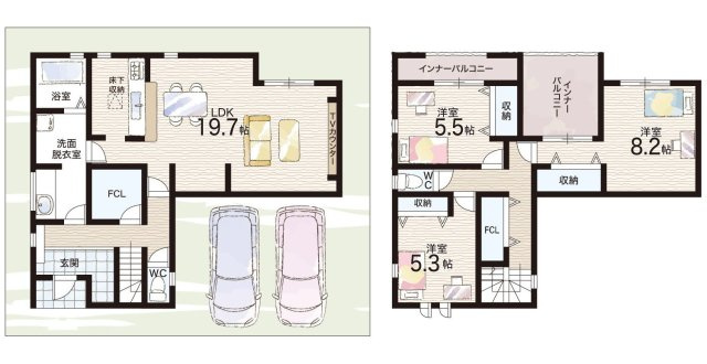 揖保郡太子町立岡　新築一戸建ての間取り|2号地