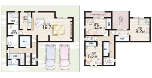 揖保郡太子町立岡　新築一戸建ての間取り