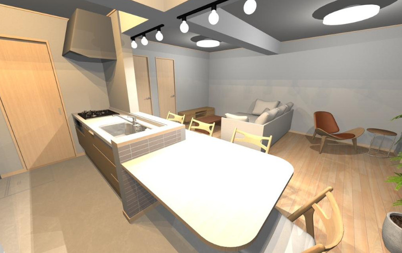 エステヴヴィラ横浜上永谷サウスコリーナのキッチン|LDKが見渡せるカウンターキッチン、お料理をしながら家族との団欒の時間も過ごせるキッチンです♪