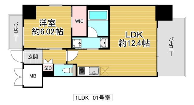 東大阪市森河内西２丁目の賃貸マンションの間取り