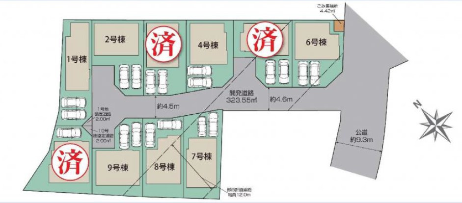 平塚市出縄　新築一戸建て　1号棟の区画図