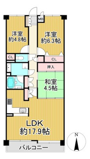 【間取り】 | ステイツ雲雀丘花屋敷　1階