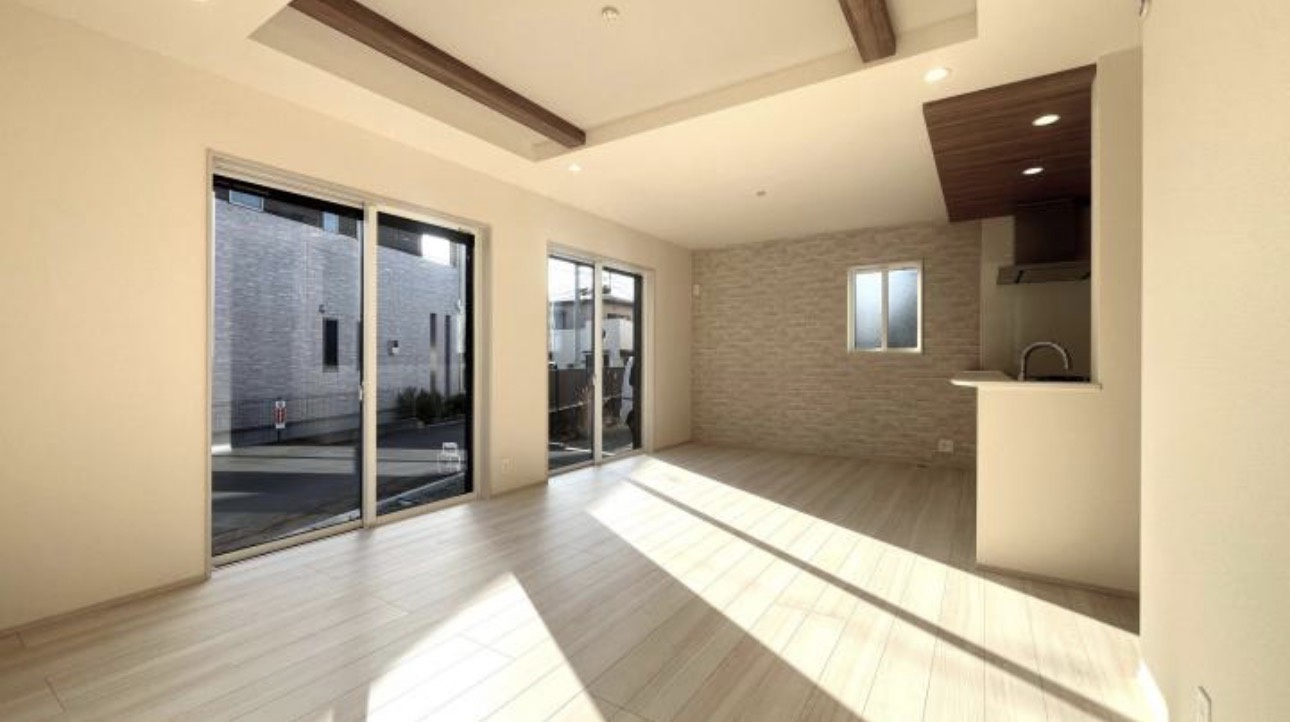 茅ヶ崎市東海岸北4丁目　敷地広々新築戸建ての居間・リビング