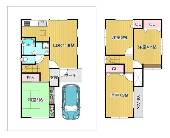 甲子園網引町中古戸建の間取り
