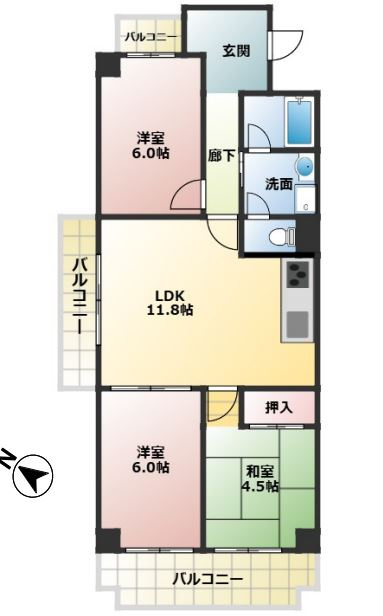 ベルダ鈴蘭台の間取り
