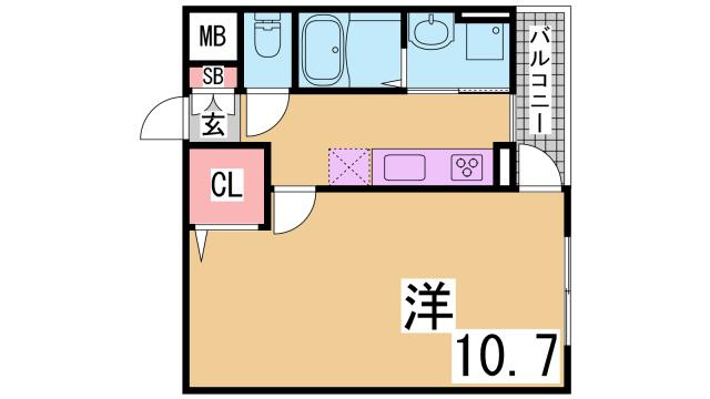 神戸市兵庫区松本通２丁目の賃貸マンションの間取り