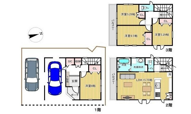 安芸郡府中町桃山２丁目　新築一戸建て(全2棟)の間取り