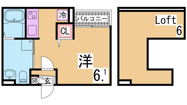 神戸市長田区東尻池町１丁目のアパートの間取り