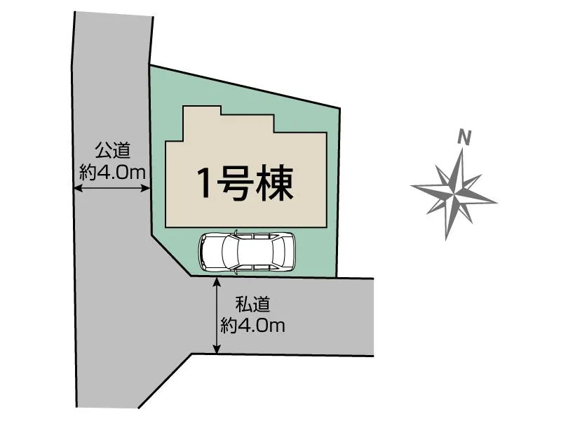 練馬区西大泉4丁目　南西角地　太陽光発電システム搭載のZEH水準住宅の区画図