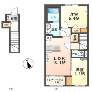 【間取り】 | ペット可／上横場新築アパートB（仮