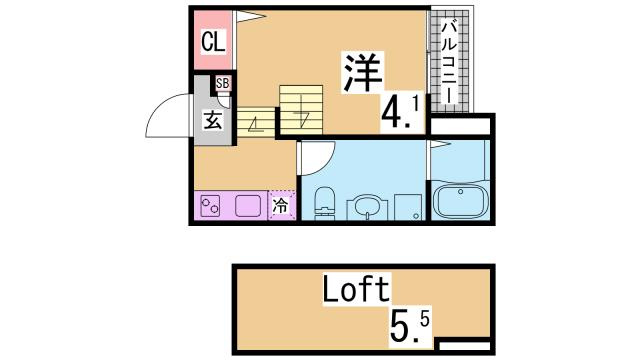 神戸市長田区久保町７丁目のアパートの間取り