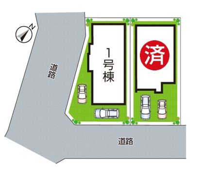 25(土)26(日)29(祝)現地説明会　枚方市渚東町　第3期　新築一戸建ての区画図|全2区画