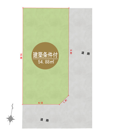 大東市三箇×自由設計の家　無理のない予算で新築マイホームの土地図|南東角地