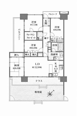 【間取り】 | オーベルグランディオおおたかの森 | 花粉クリーンルームやカラオケルーム、洗車スペースといった快適設備の充実した希少好立地です。