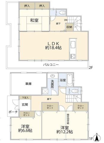 練馬区練馬3丁目の間取り|練馬3丁目中古戸建 土地面積119.54㎡ 建物面積107.65㎡の3LDK 4LDKへの間取り変更も可能です
