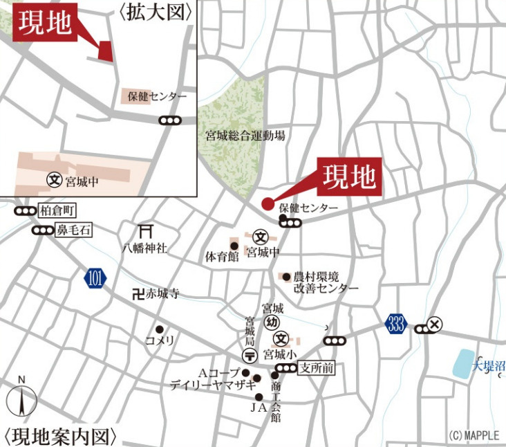前橋市鼻毛石町第６　限定１棟　リーブルガーデン　新築建売の地図