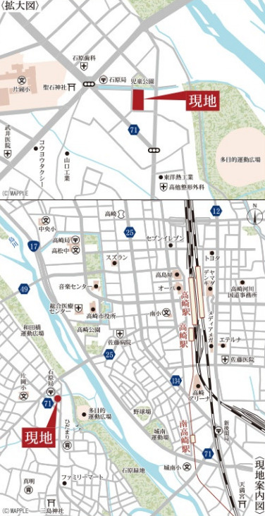高崎市石原町第24　２号棟(全６棟)　リーブルガーデン　新築建売分譲の地図