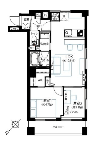 【間取り】 | 宏和マンション池袋 | 北西・南西の角部屋なので、陽当たり・通風良好です！