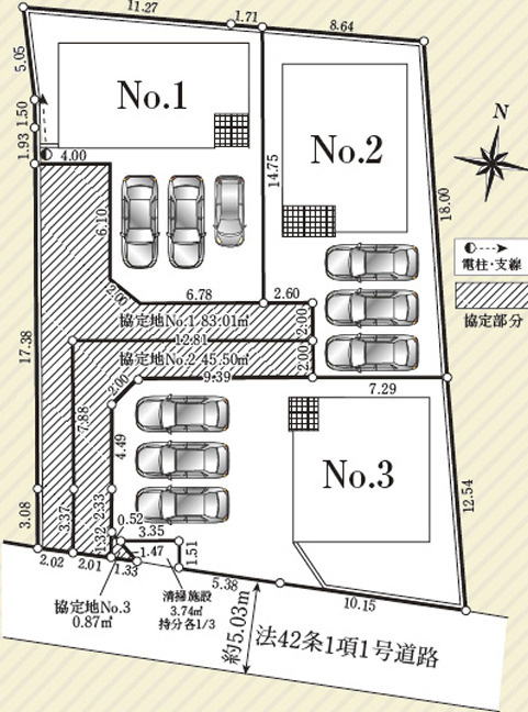 新築／富士見市下南畑　第10　全3棟の区画図|駐車スペースあり（車種による）