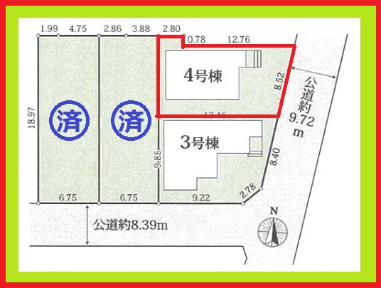 北名古屋市中之郷八反の新築一戸建の区画図|◇４号棟◇　　