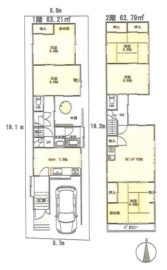 【間取り】 | 板橋区四葉２丁目　中古戸建て | 5LDK・土地面積109.78ｍ2・建物面積126.00ｍ2