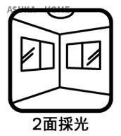 サングレイス横浜駅東の居間・リビング|リビングぢ人ぐは、角住戸のため２面採光となります。