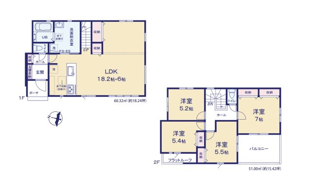 筑紫野市大字永岡第1-1棟（1号棟）　の間取り|全居室収納付きで便利です。