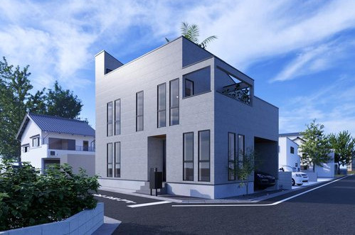 練馬区春日町4丁目　屋上庭園×角地　車庫付ハイグレード住宅　限定1棟の外観パース