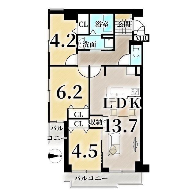 コスモ丹波橋の間取り