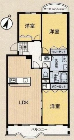 【間取り】 | 小田急町田マンション | 3LDKは、リビングダイニングキッチンと3つの居室がある間取り。ファミリー層に非常に人気の高い間取りで、広々としたリビングで家族団らんを楽しみ、個室でプライベートな時間も確保できるのが大きな魅力です。