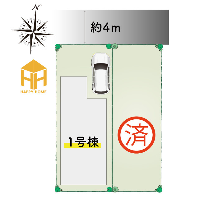 テラシエ松ケ丘2丁目新築一戸建て│4LDK+駐車駐輪の区画図|全2区画新規分譲開始致しました。