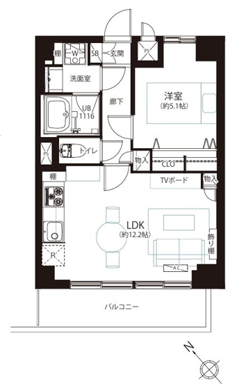 【間取り】 | マンションアクロス西巣鴨 | 南西向きのお部屋なので、陽当たり・通風良好です！