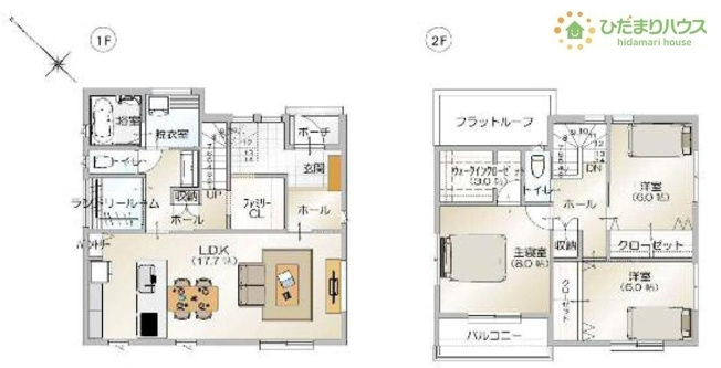【間取り】 | タマタウン阿見町うずら野Ⅱ　新築戸建　2号棟 | 全居室洋室！ゆとりのある3LDK☆