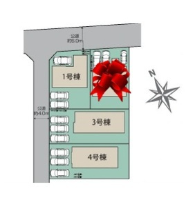 【ブルーミングガーデン】下野市駅東２丁目 全4邸の区画図|〇全４邸〇
2号棟はすでにご成約いただきました！