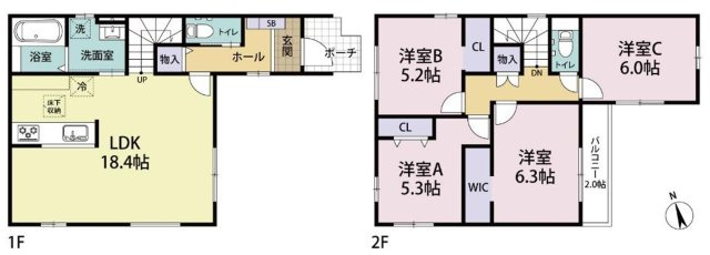 神戸市垂水区霞ヶ丘　新築戸建ての間取り
