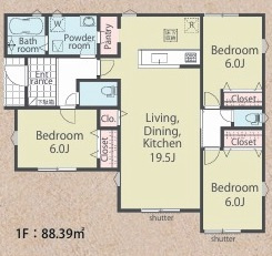 【間取り】 | 坂戸市鶴舞1丁目　新築分譲　東武越生線『一本松駅』徒歩12分　【浅羽野小学区】
