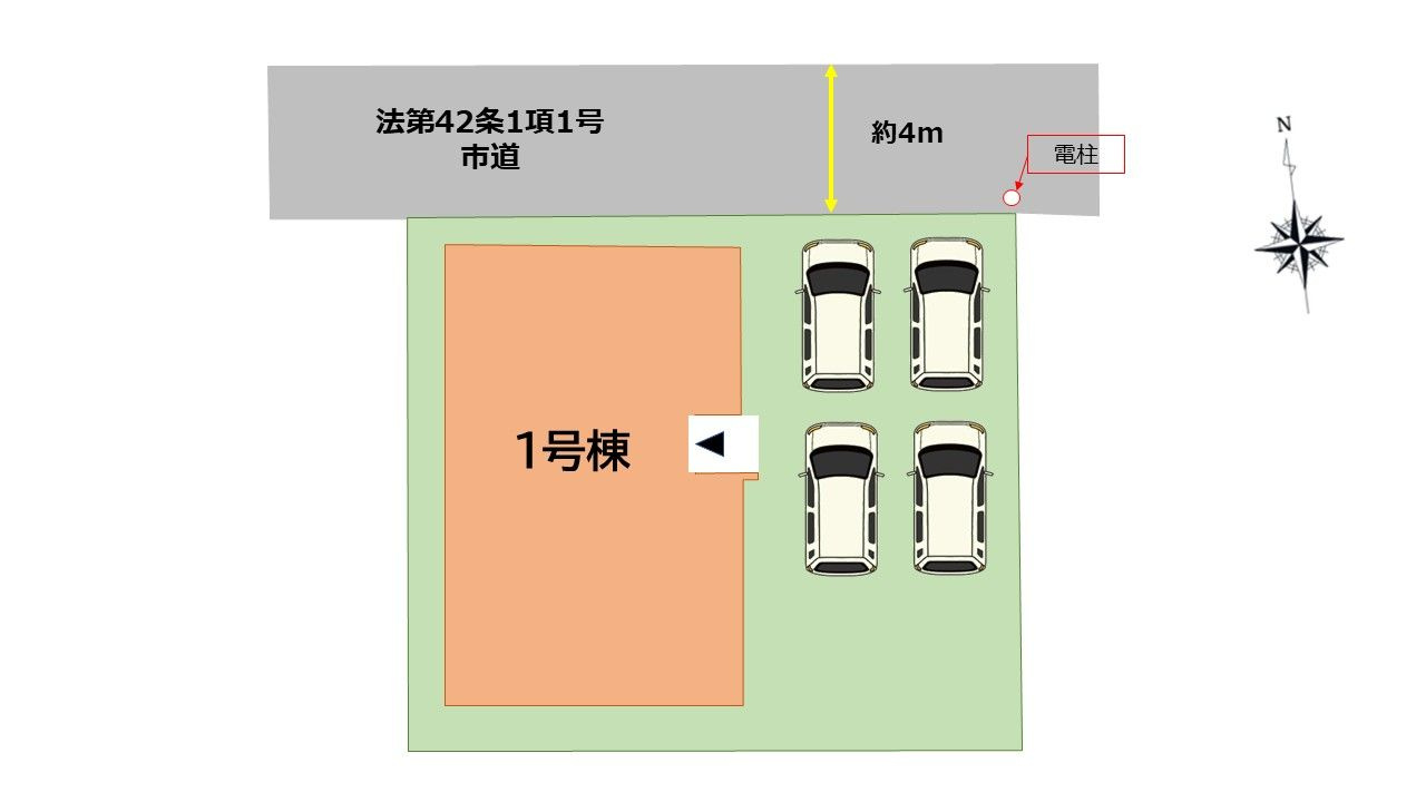 鳥栖市神辺町　新築戸建【1号棟】の区画図