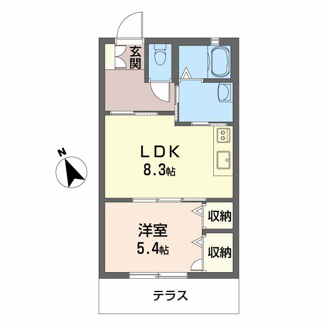 【間取り】 | サンリバー 弐番館 | 1LDK