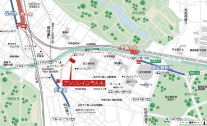 アンソレイユ代々木の地図|アンソレイユ代々木