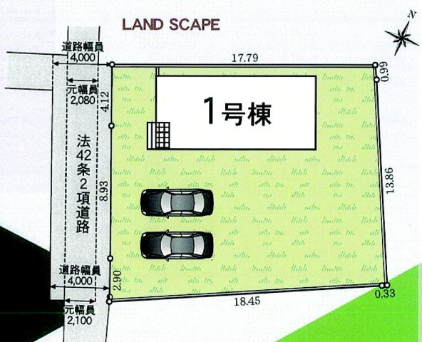 クレイドルガーデン富岡市七日市第５　１号棟の区画図|駐車場３台ご用意しています！来客時も重宝します♪
並列駐車なので、車の出し入れもしやすいですよ！