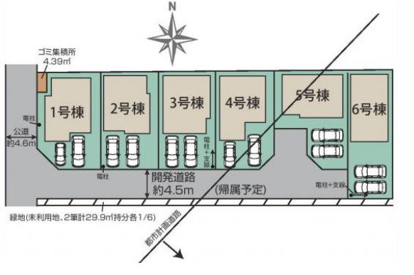 平塚市河内2期　新築戸建　全6棟3号棟の区画図