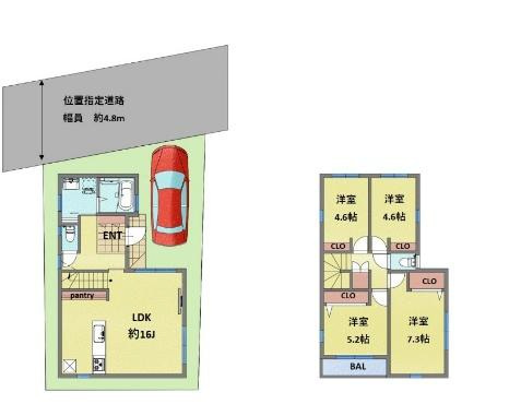 明石市魚住町清水　新築の間取り|4LDKです。