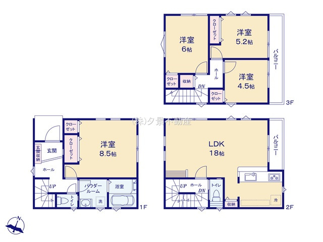 《仲介手数料無料》南区内谷５丁目18-1新築一戸建てFiTの間取り