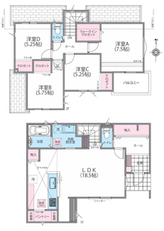 【間取り】 | 【仲介手数料無料！！】日野市上田　新築戸建て（全7棟）1号棟　4780万円