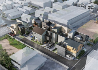 【外観パース】 | 【仲介手数料無料！！】日野市上田　新築戸建て（全7棟）1号棟　4780万円 | パースは、イメージ図につき、風景、建物、植栽などについては施工後の現物との差異が生じます
つきまして本パースによって生じたいかなる損害については一切責任を負いません