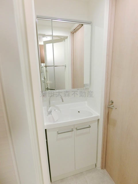 ラヴィエール羽田スカイゲートの洗面所|2面鏡の独立洗面台　洗面d夏井序