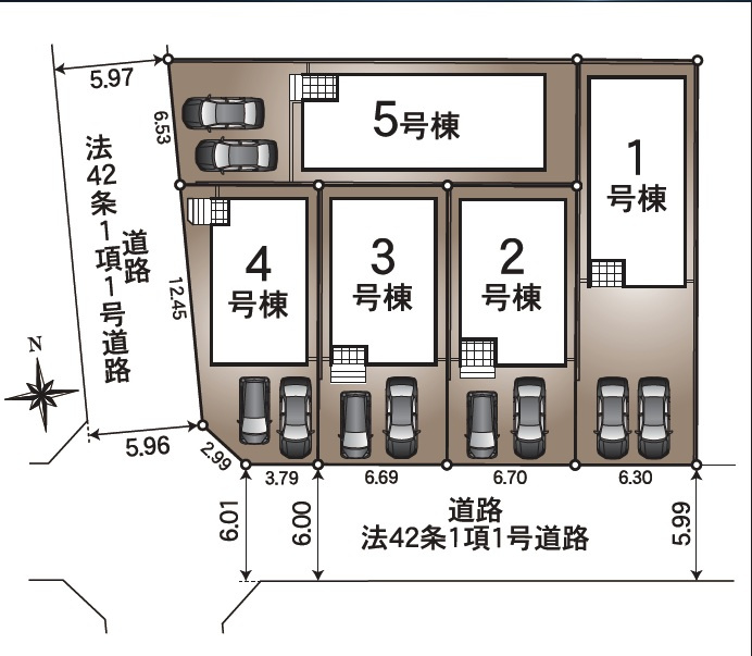 南金田（第1）　新築戸建　3号棟【全5区画】の区画図|3号棟　土地面積　96.42㎡（約29.16坪）